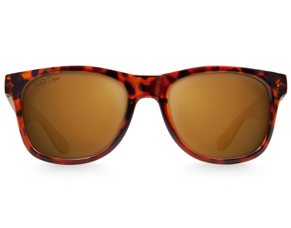 Front view of Classic 145mm large frame shades in Tortoise – UV protection and classic design.