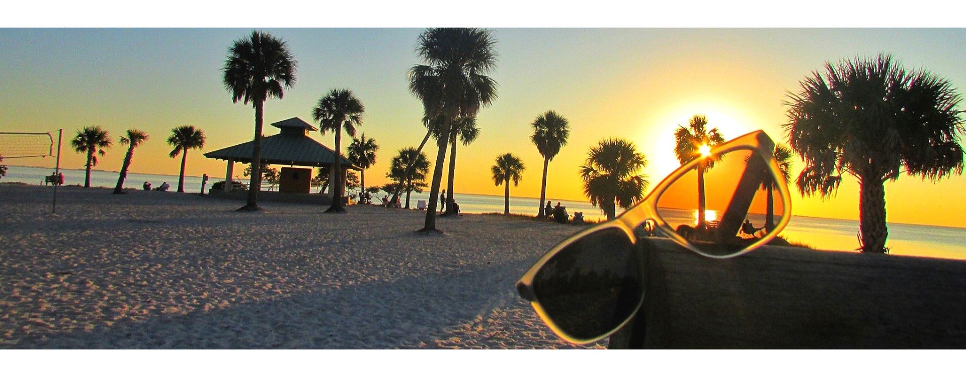 Sunset in CA with sunglasses in the front