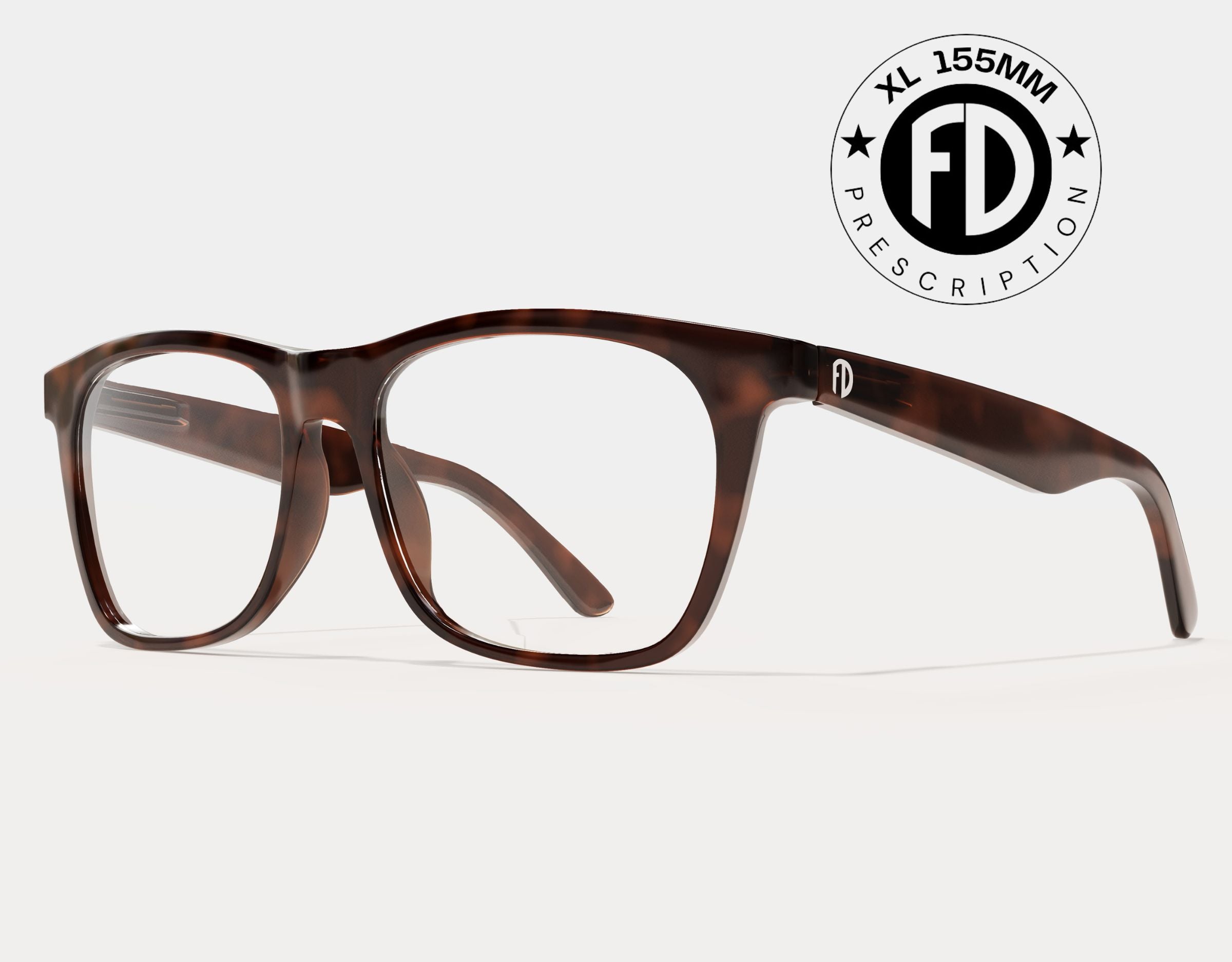 Classic 155mm XL extra large prescription glasses in Tortoise, offering a refined and oversized frame for men with larger head sizes.