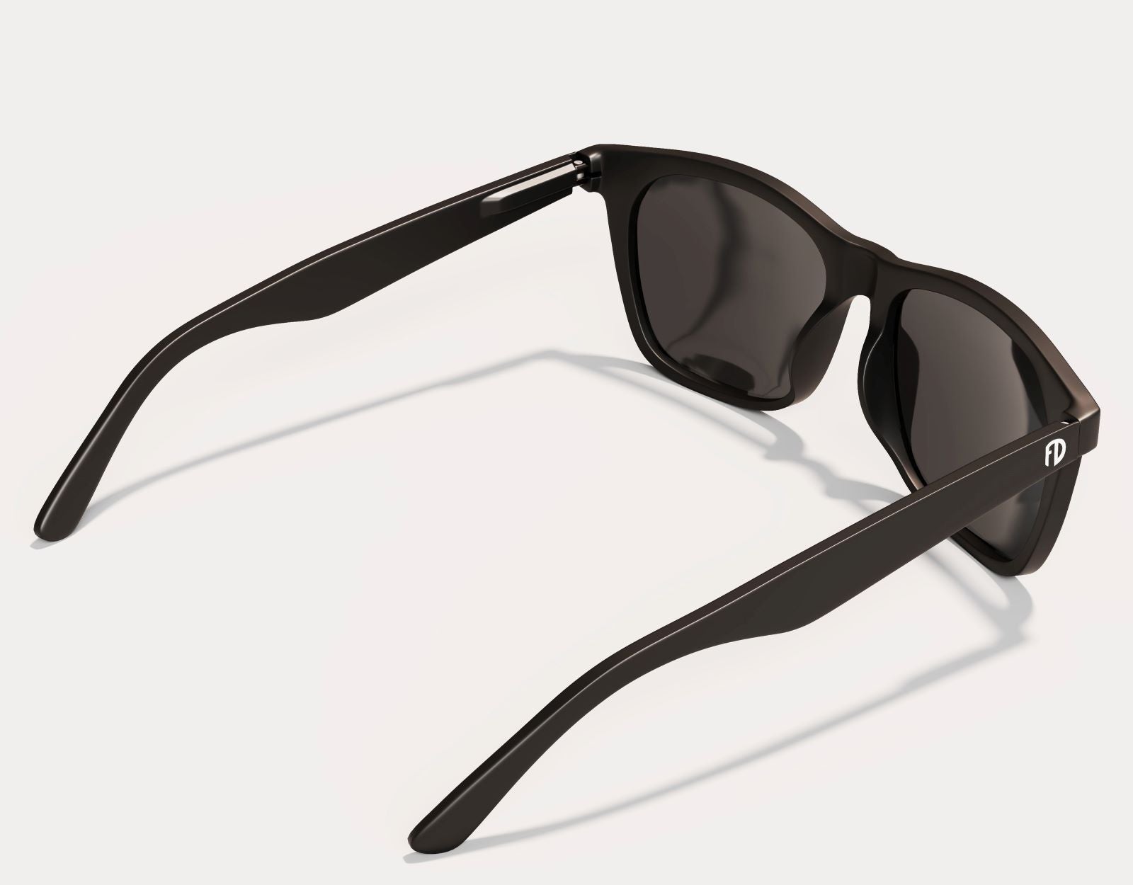 Rear view of Classic 155mm XL sunglasses for big heads in Black with blue ice lenses – comfortable and eye-catching design.