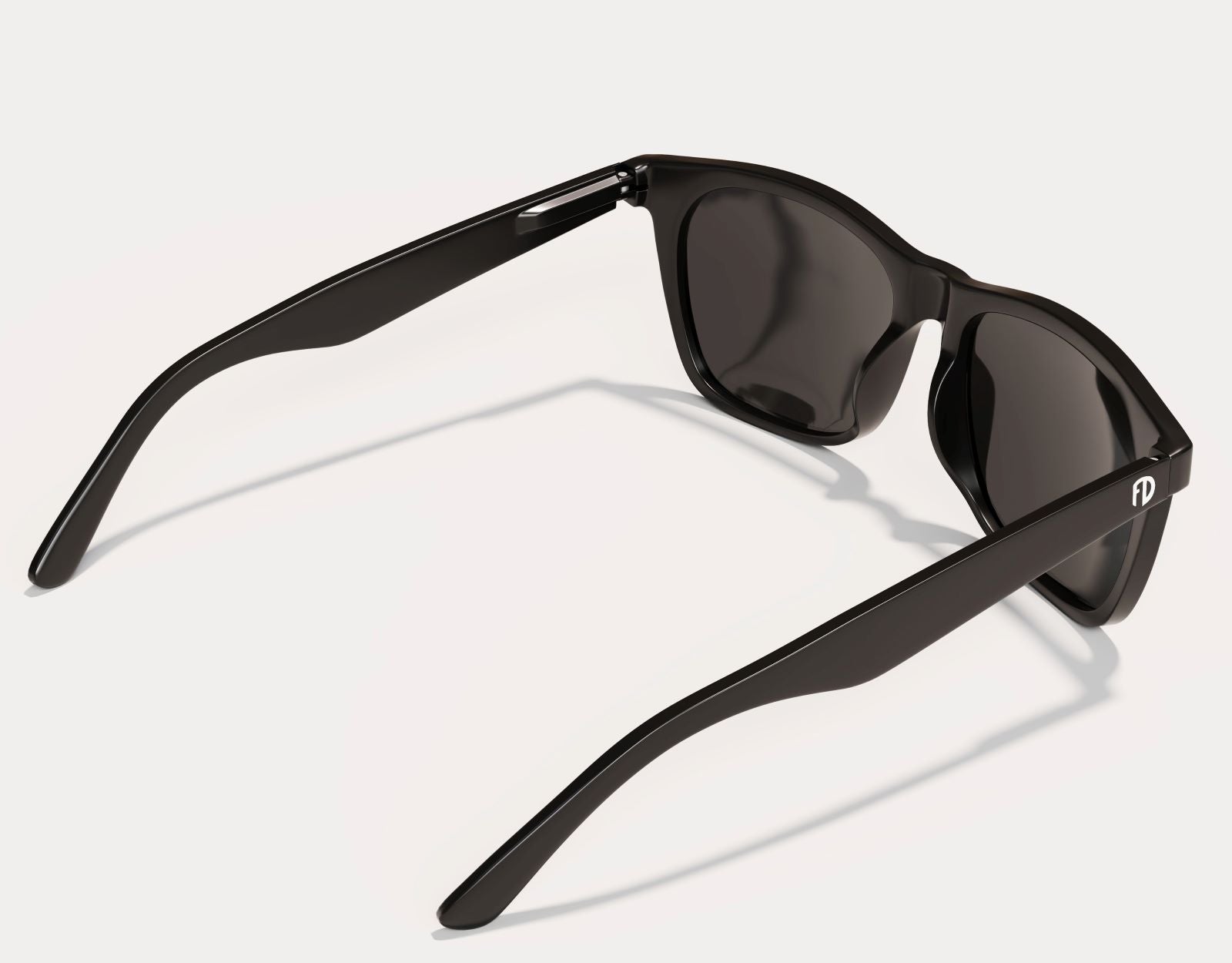 Rear view of Classic 155mm XL sunglasses for large heads in Black Gloss – all-day comfort and pressure-free design.