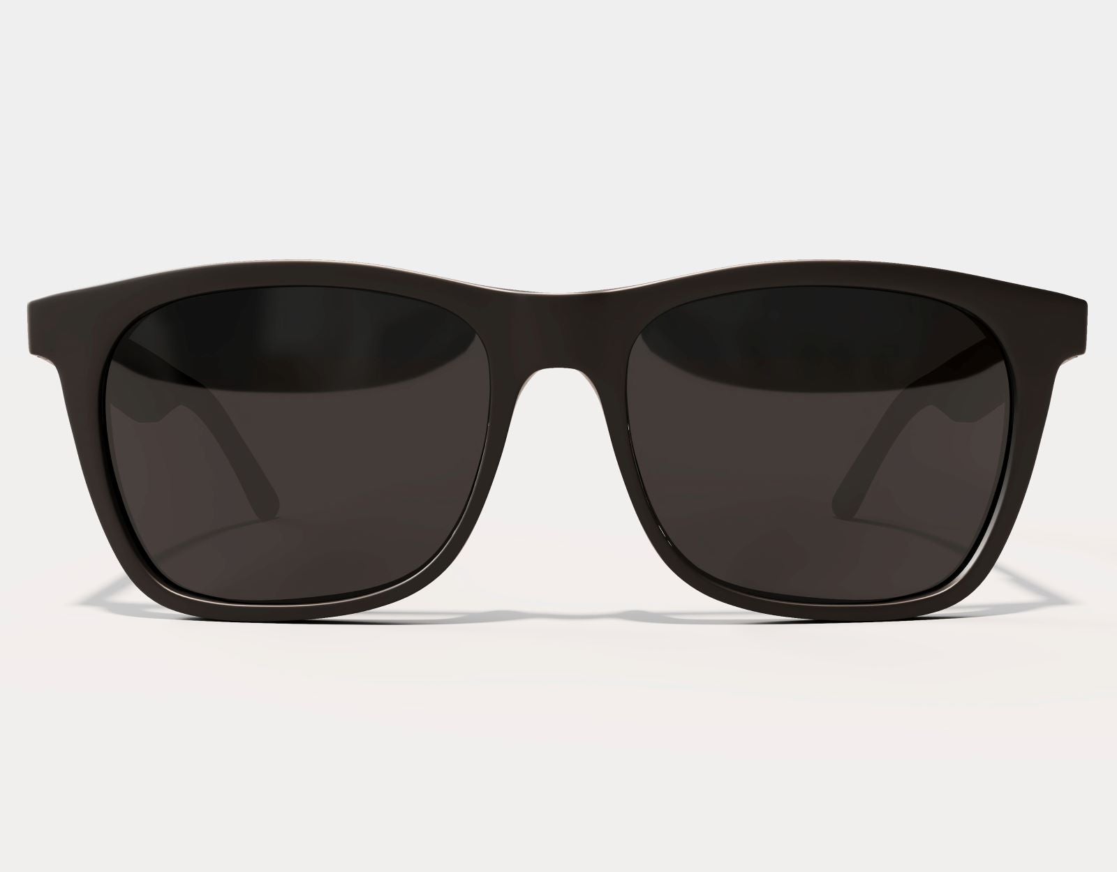 Front view of Classic 155mm XL large head sunglasses in blackout finish – smoke lenses and wide silhouette.