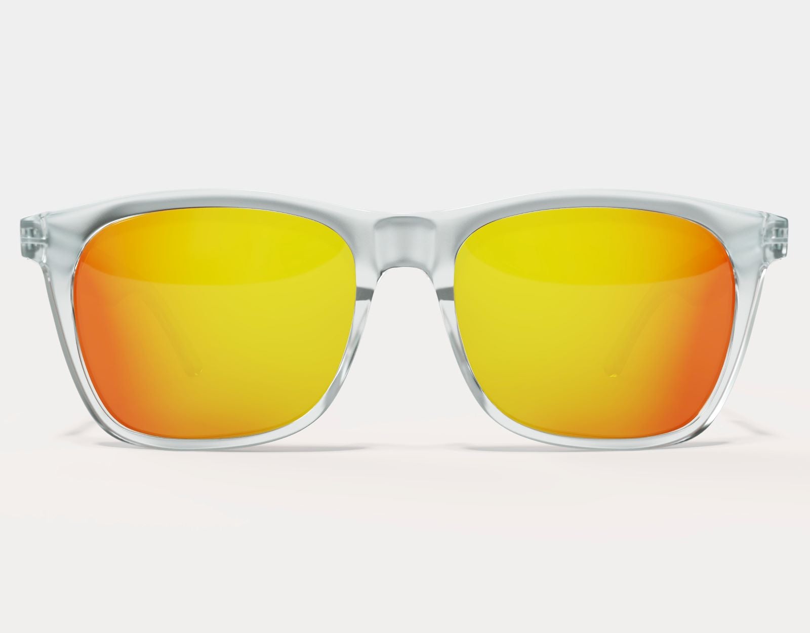 Front view of Classic 155mm XL polarised sunglasses in Clear – yellow solar lenses with oversized fit.