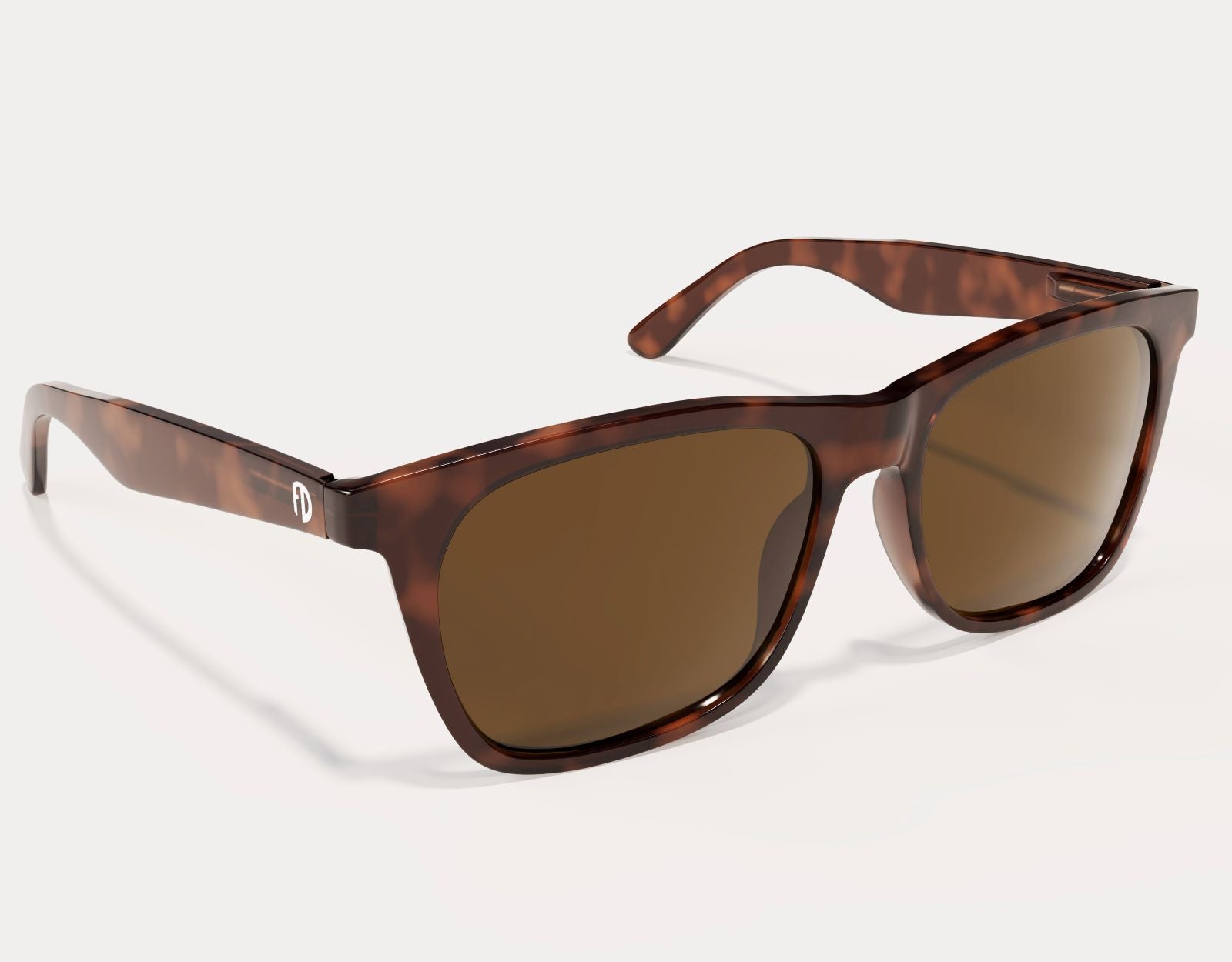Side angle of Classic 155mm XL large head sunglasses in Tortoise – durable design with rich colour and polarised protection.