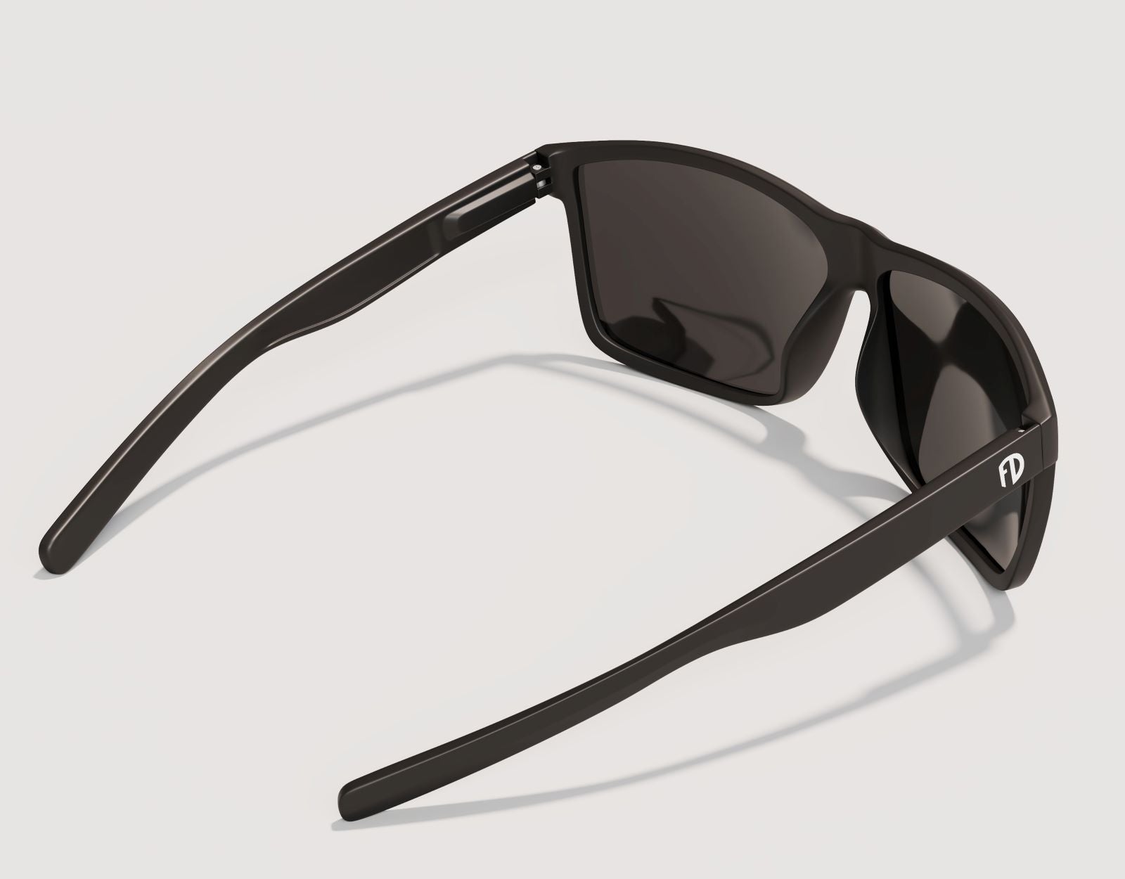 Rear view of blackout Sport 165mm XXL polarised sunglasses – built for big heads with a low-profile, athletic style.