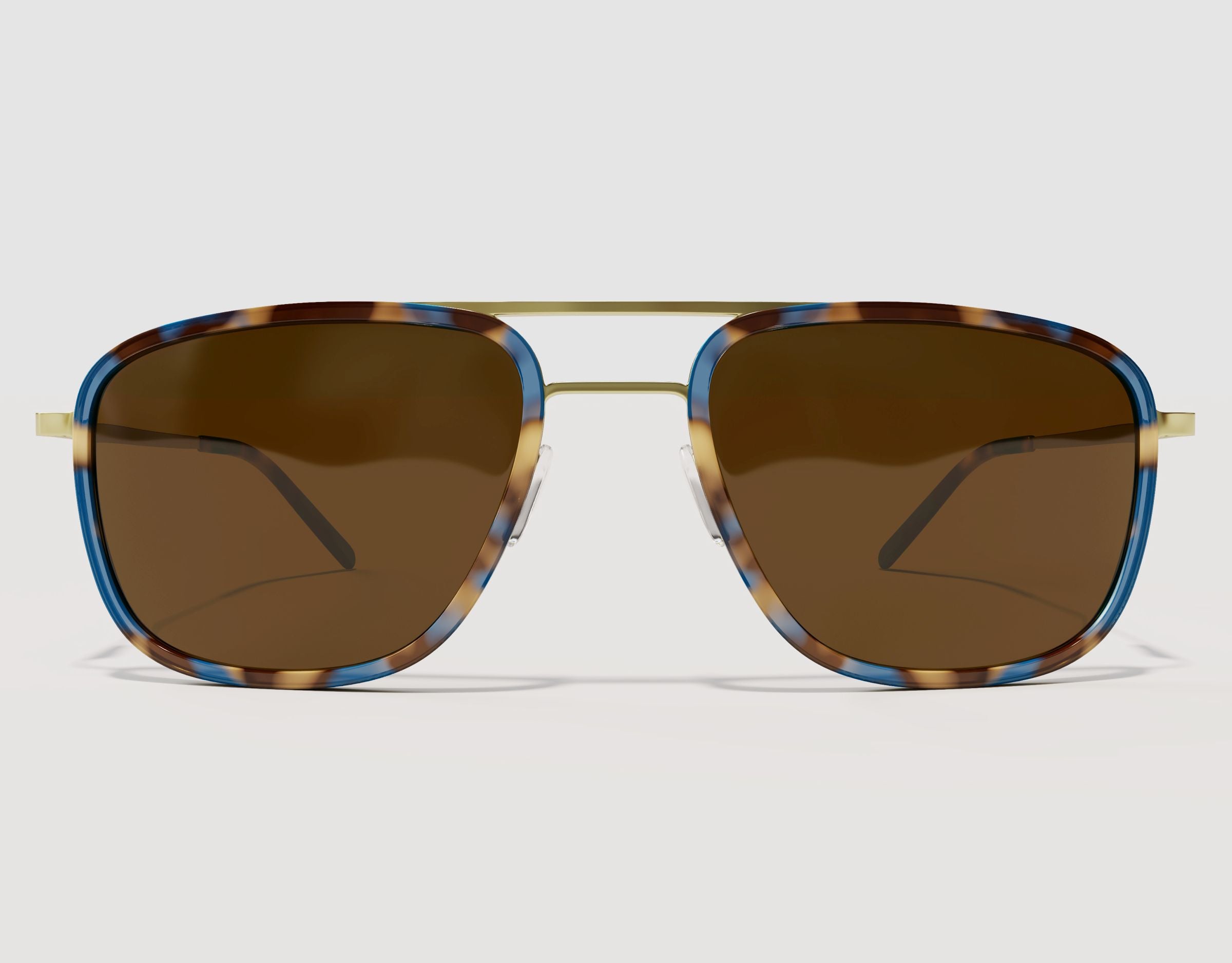Front view of The Arrival 165mm XXL premium wide sunglasses in Atlantic – hybrid aviator-style frame with adjustable nose pads.