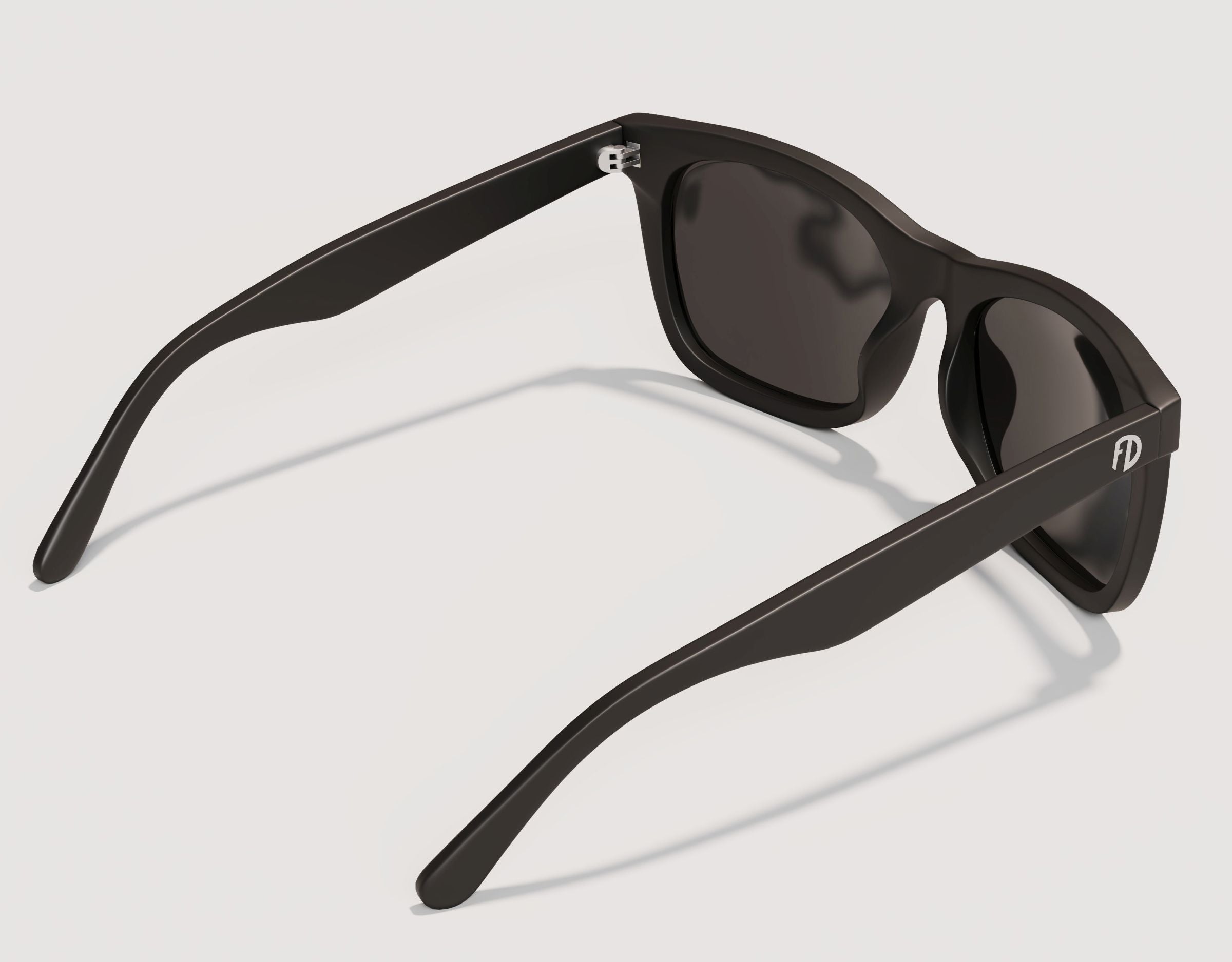 Rear view of Classic Pro 165mm XXL wide sunglasses for big heads in Black Gloss showing extra wide arms and comfortable pressure-free fit.