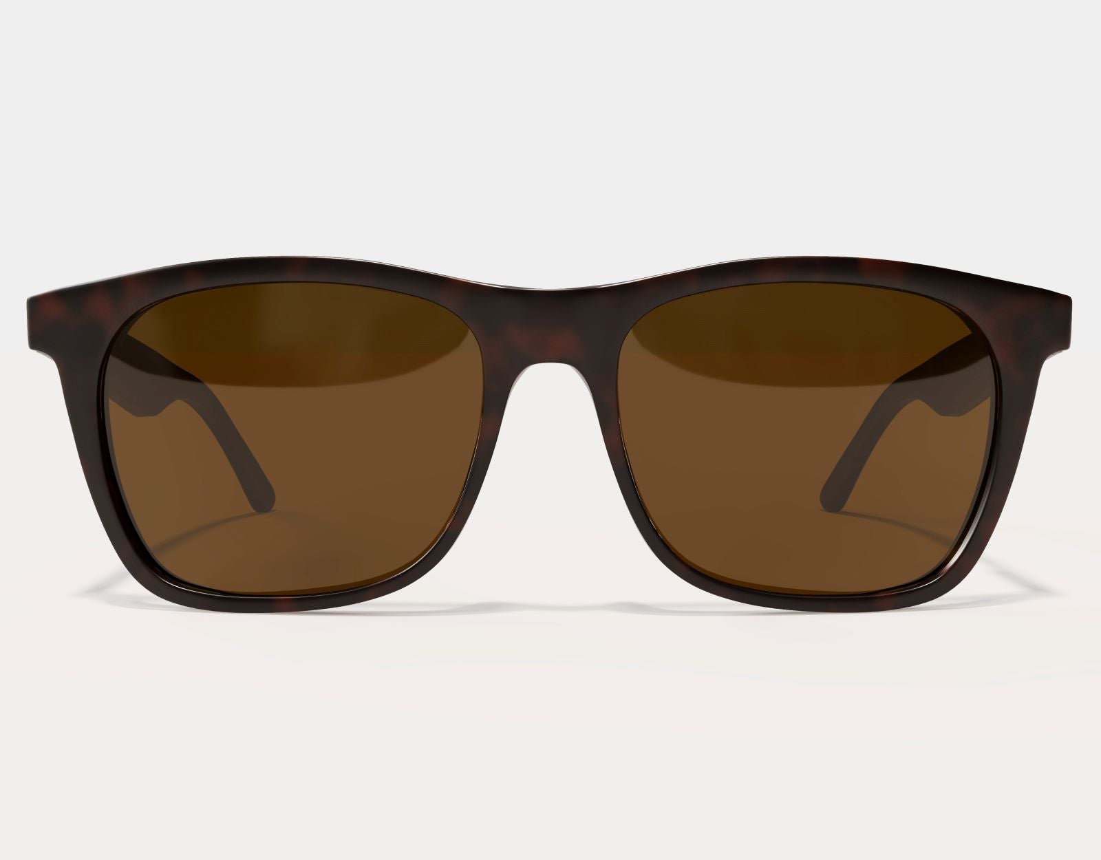 Front view of Classic 165mm XXL sunglasses for large heads in Tortoise Matt – amber-brown polarised lenses and oversized frame.