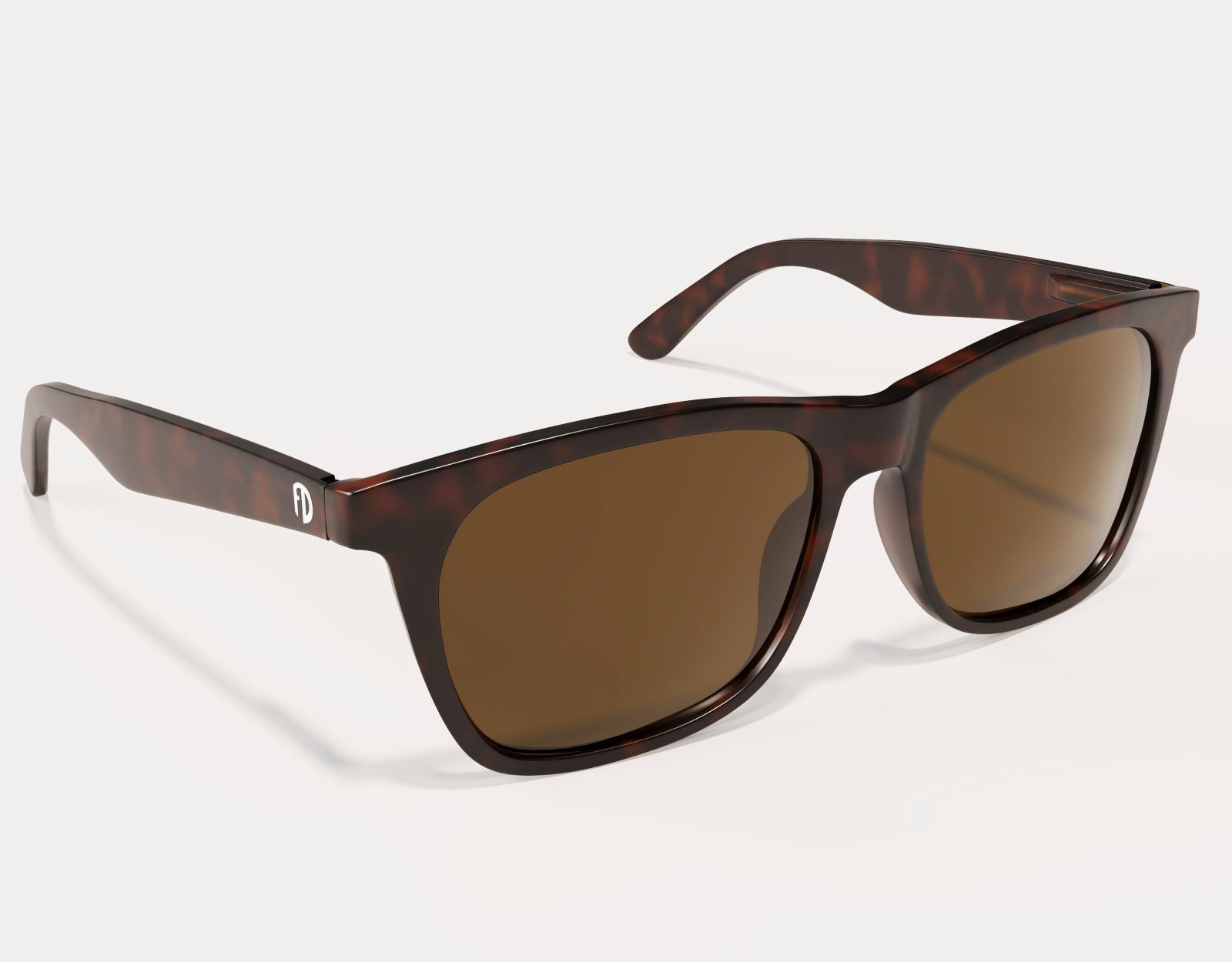 Side view of Classic 165mm XXL large head sunglasses in Tortoise Matt – polarised lenses with a smooth tortoiseshell finish.