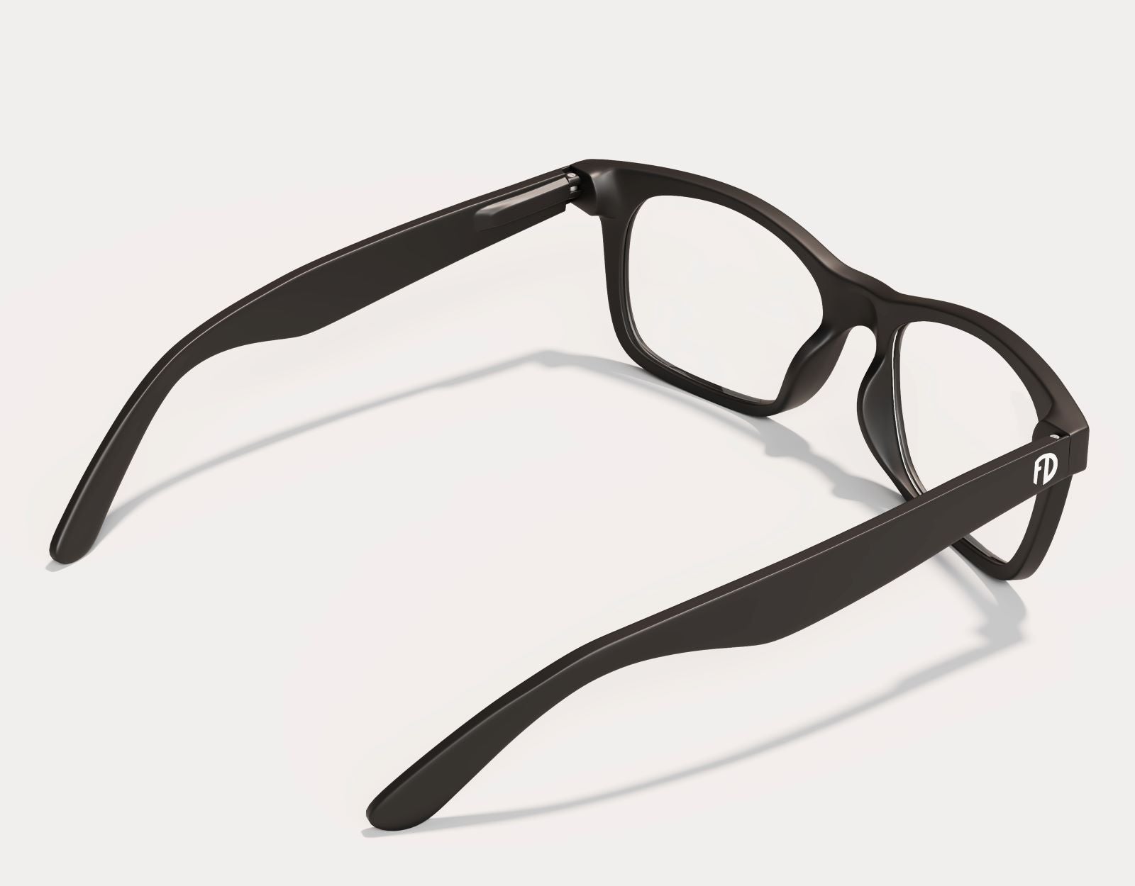 Rear view of The Gent 165mm XXL eyeglasses for wide faces in Black, designed for durability and a flexible, oversized fit.