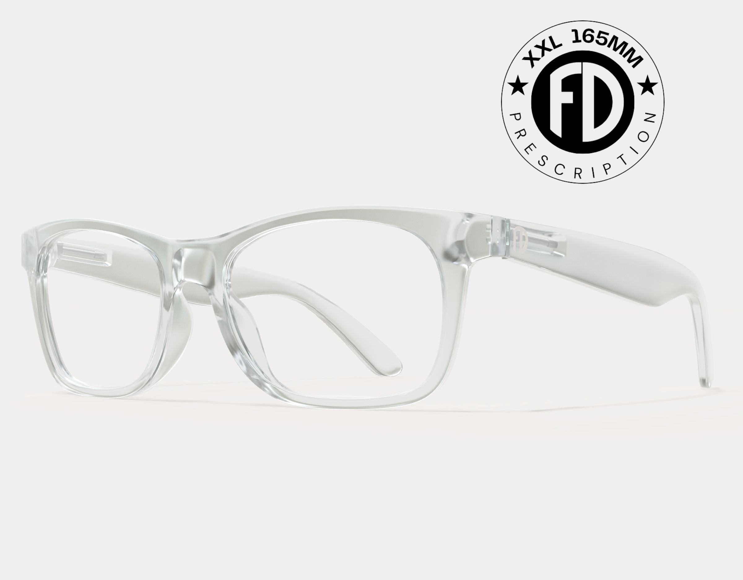 The Gent 165mm XXL eyeglasses for big faces in Clear, featuring an oversized frame for a bold, modern look.