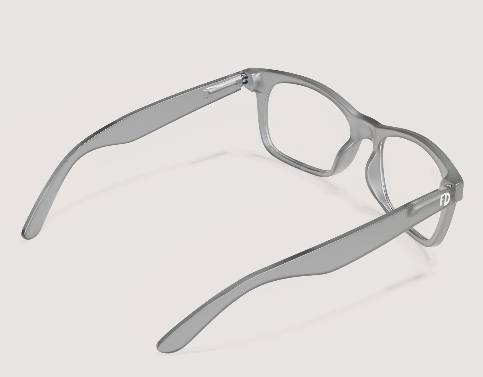 Back angle of The Gent XXL oversized prescription frames in Grey, showcasing wide temples for a secure and pressure-free fit.