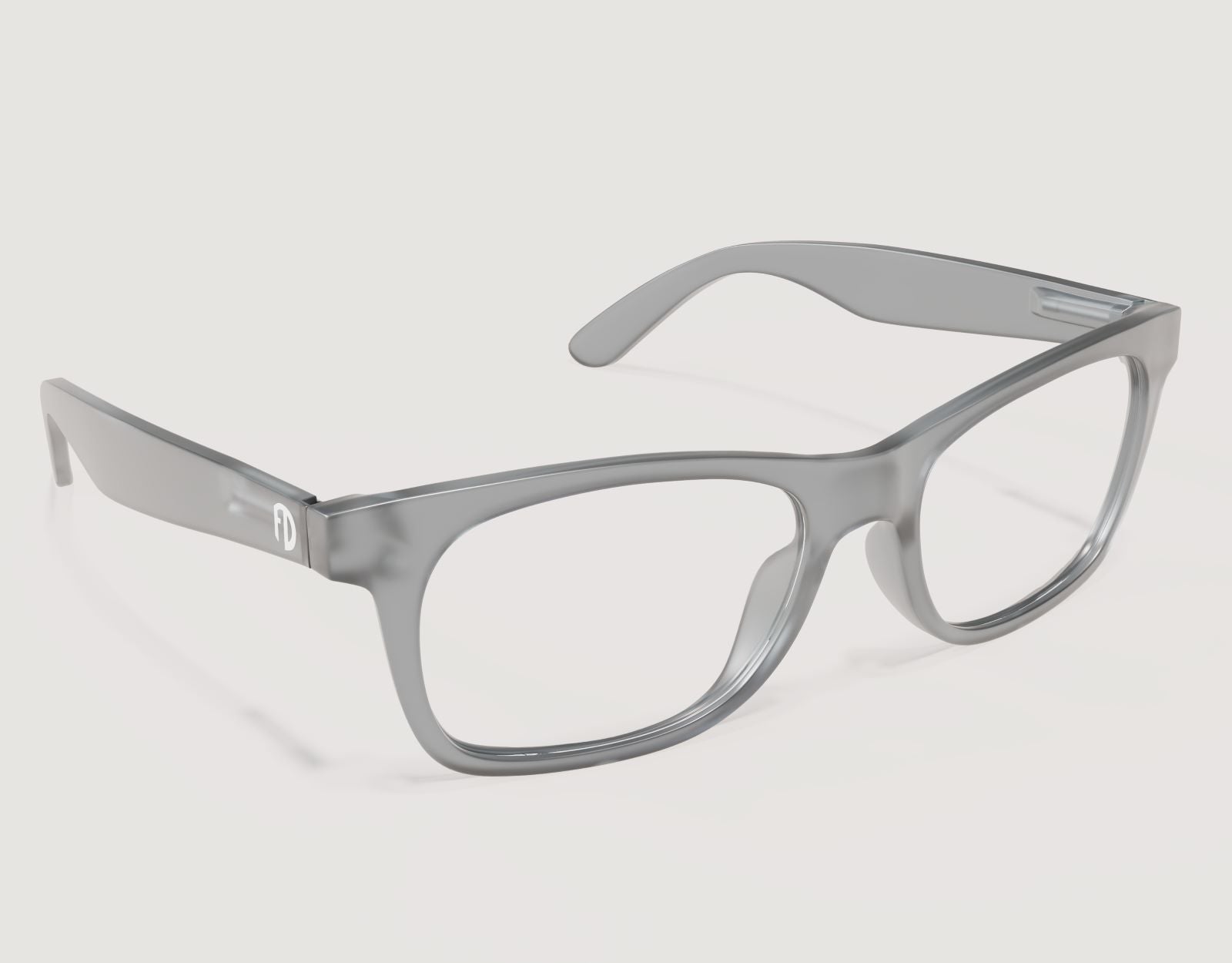 Right-side angle of The Gent 165mm XXL eyeglasses for big faces in Grey, offering a sleek yet extra-wide frame design.