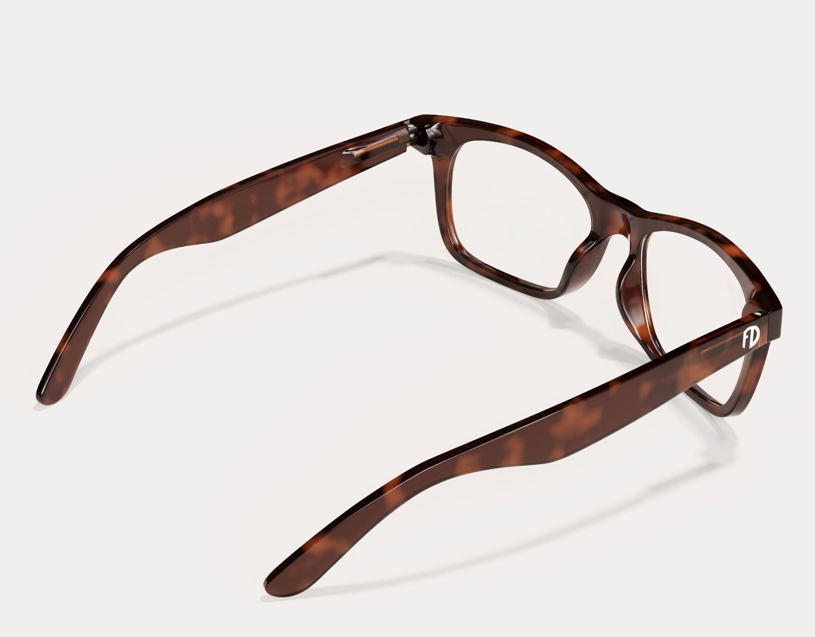 Rear view of The Gent XXL eyeglasses for wide faces in Tortoise, highlighting the flexible frame for added comfort