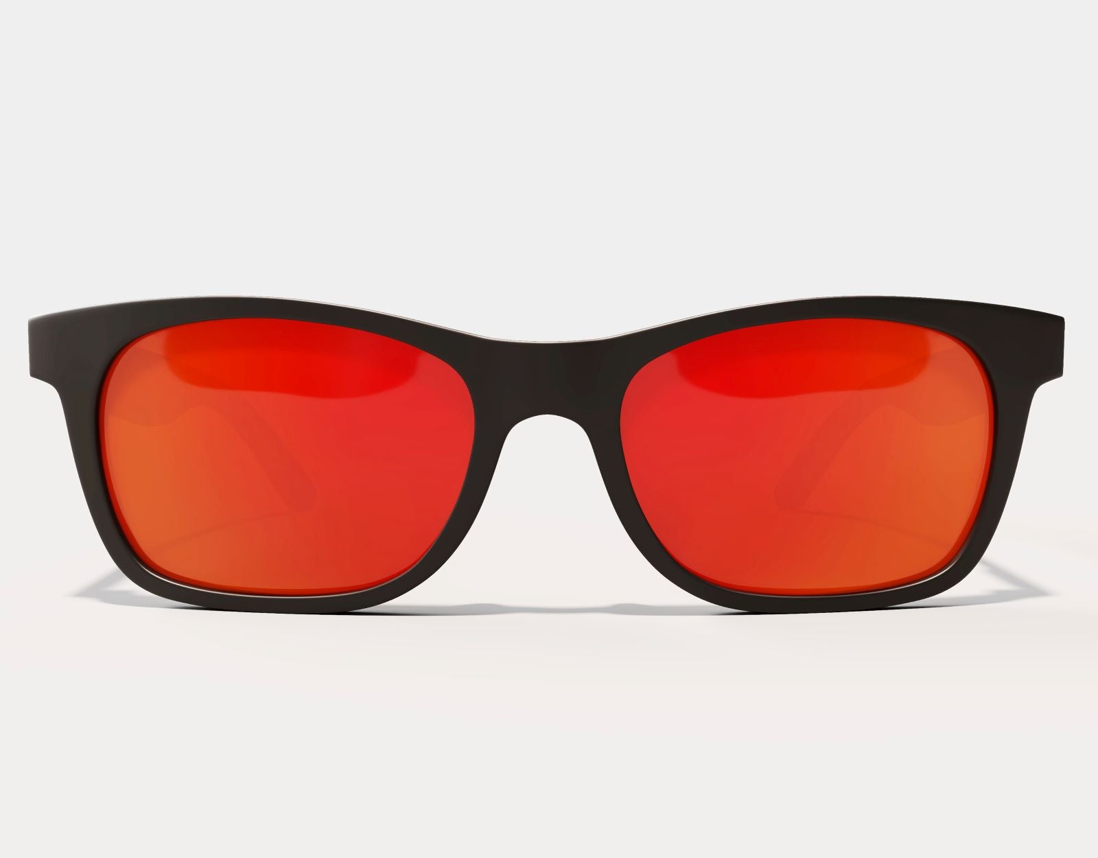 Front view of The Gent 165mm XXL men’s wide sunglasses in Black with red lenses – fiery lens tone meets oversized comfort.