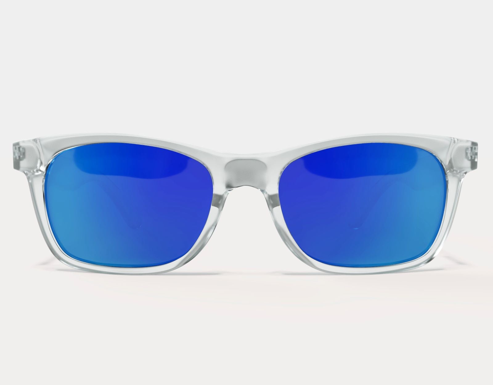 Front view of The Gent 165mm XXL extra wide sunglasses in Clear – icy lens contrast and wide fit for broad faces.