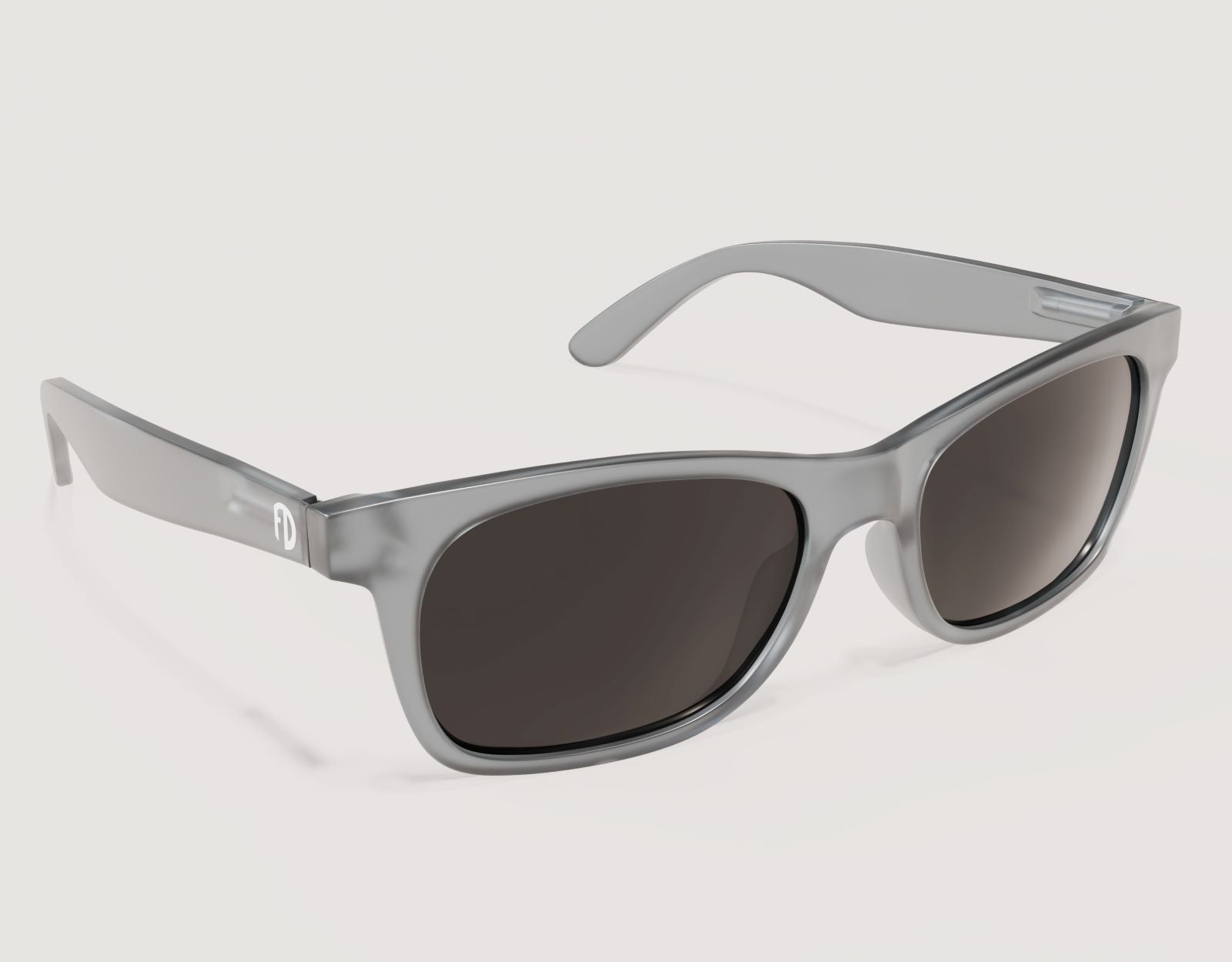 Side profile of The Gent 165mm XXL wide sunglasses in Grey Slate – oversized arms and polished grey finish.