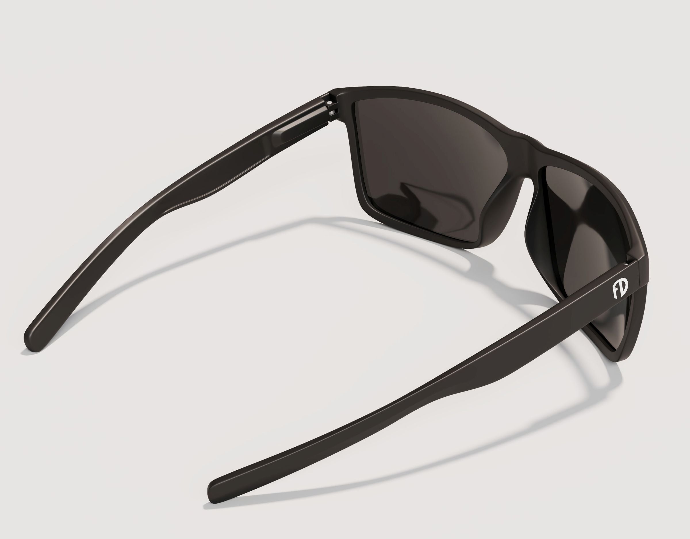 Rear view of Sport 165mm XXL polarised sunglasses for big heads in Black with purple lenses – extra large fit with mirrored finish.