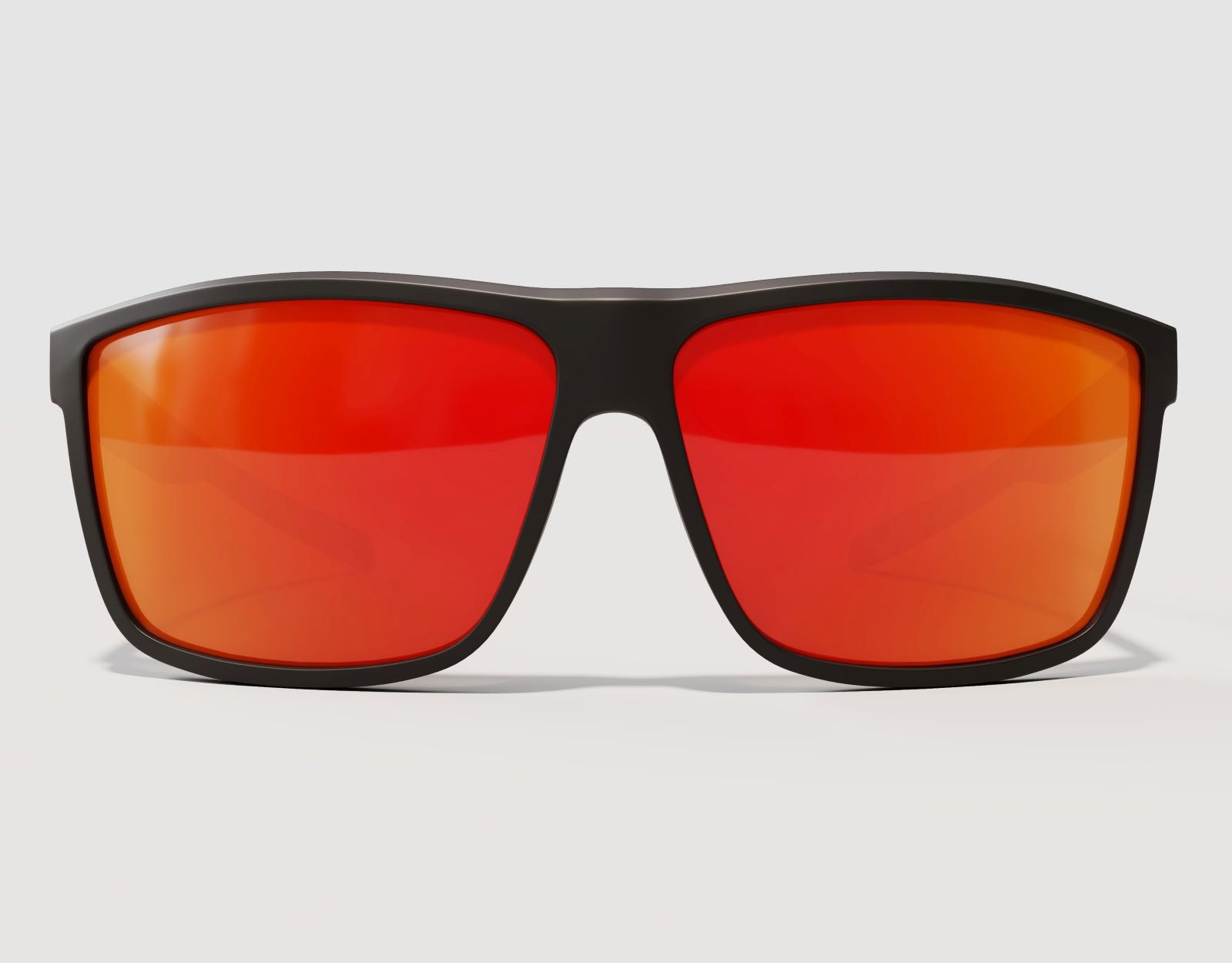 Front view of Sport 165mm XXL polarised sunglasses with red lava lenses – wide athletic frame with fiery lens colour.