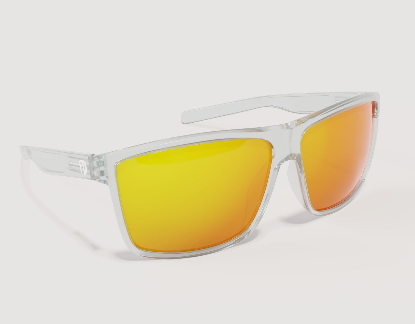 Side view of Sport 165mm XXL sunglasses for wide faces in Clear – bright lens colour and oversized wraparound fit.