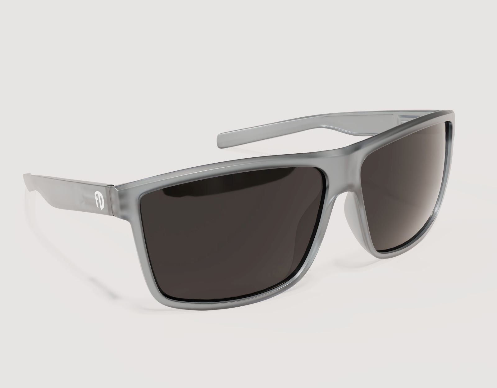 Side angle of Sport 165mm XXL big head men’s sunglasses in Grey Slate – durable, secure and polarised.