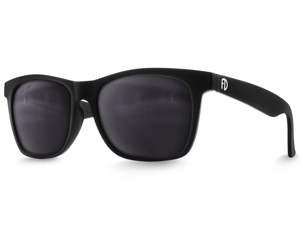 XXL Classic (165mm) Extra Wide Sunglasses For Big Heads Black Matt-Black Polarised Lenses