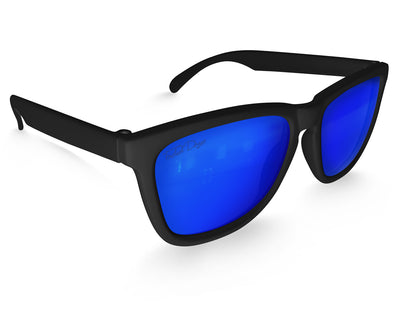 Side profile of Classic 145mm large frame shades with blue ice lenses – bold styling without polarisation.