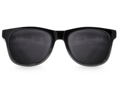 Front view of Classic 145mm large frame sunglasses in Black Matt – bold shape and polarised UV protection.