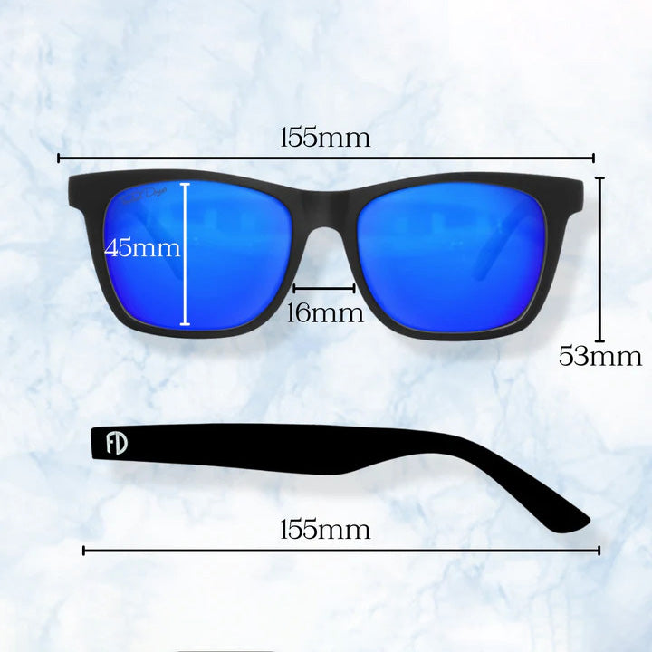 XL Classic (155mm) Wide Sunglasses for Large Heads size chart