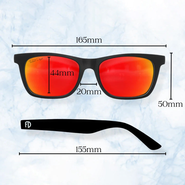 XXL The Gent (165mm) Extra Wide Sunglasses for Big Heads size chart