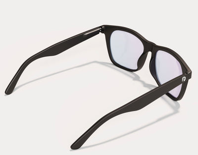 Rear view of 165mm XXL Classic blue light glasses in Black Matte, designed for large head sizes with a durable and flexible oversized frame.