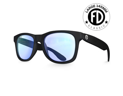 Faded Days 145mm Large Classic blue light blocking glasses in Black Matte, featuring a slightly oversized frame for a stylish, unisex fit.