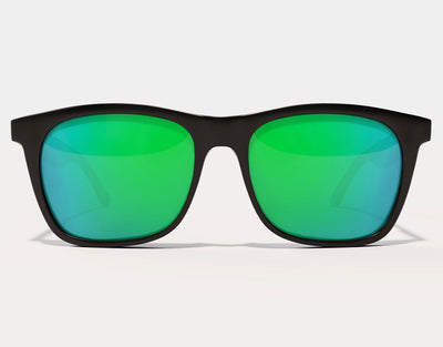 Front view of Classic 155mm XL sunglasses for large heads with green lenses – bold colour and polarised protection.