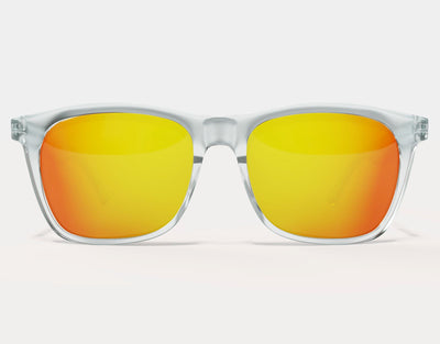 Front view of Classic 155mm XL polarised sunglasses in Clear – yellow solar lenses with oversized fit.