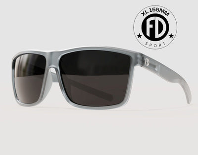 Sport 155mm XL polarised sunglasses in Slate Grey with black smoke lenses – wide-fit shades for big heads with a sleek finish.