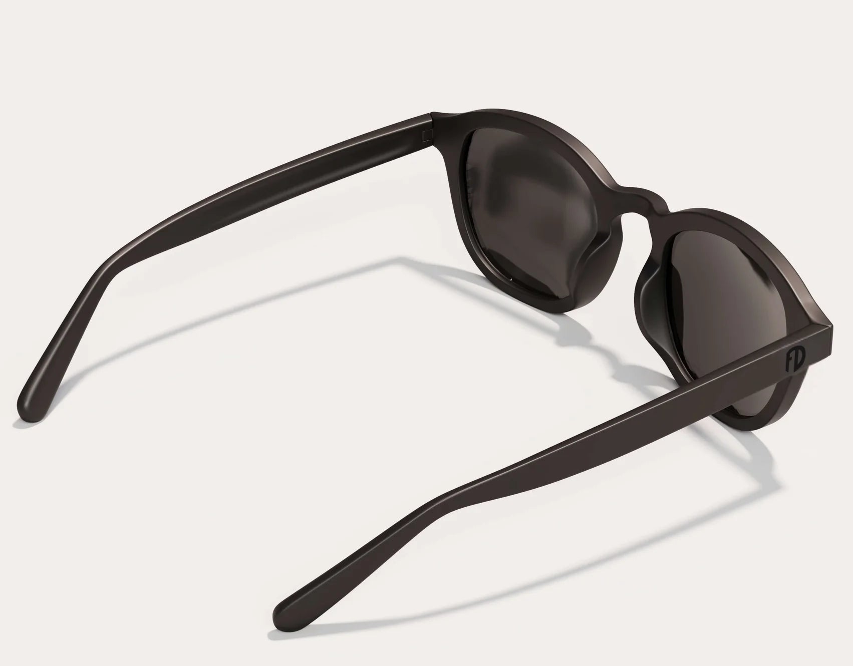 Rear view of The Scholar 165mm XXL large frame sunglasses in Blackout with black polarised lenses and a cool black logo– extra large fit for big heads and giant faces.