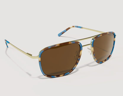 Side view of The Arrival 165mm XXL sunglasses for large heads in Atlantic showing lightweight metal and acetate construction.