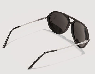 Rear view of Aviator 165mm XXL extra wide aviator sunglasses in Black – polarised performance with bold lens detail.