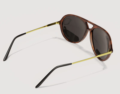 Rear view of Aviator 165mm XXL wide fit aviators in Tortoise – oversized comfort with standout yellow lens detail.