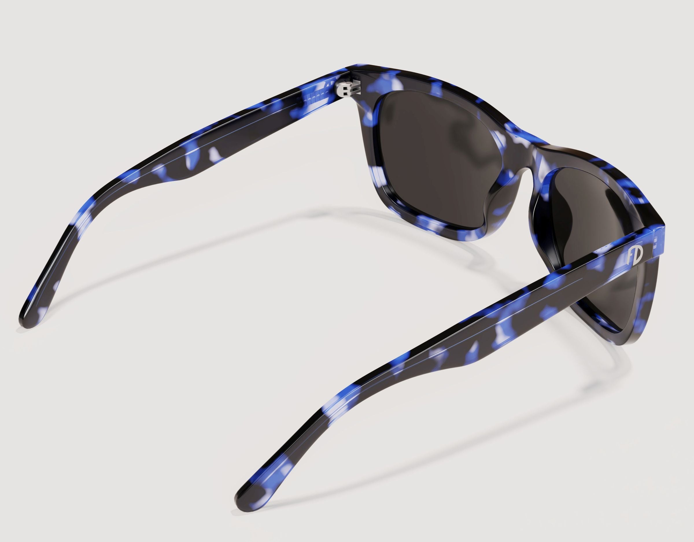 Rear view of Classic Pro 165mm XXL polarised sunglasses in Atlantic showing extra wide arms and secure comfortable fit.