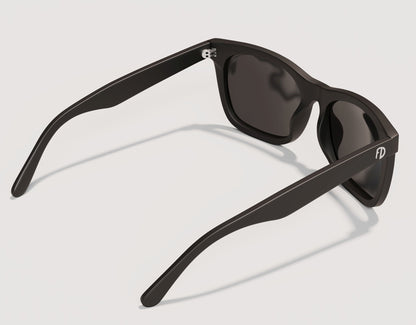 Rear view of Classic Pro 165mm XXL wide sunglasses for big heads in Black Gloss showing extra wide arms and comfortable pressure-free fit.