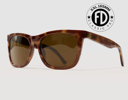 Classic Pro 165mm XXL premium wide sunglasses for large heads in Tortoise with brown polarised lenses – extra wide reinforced frame with UV400 protection.
