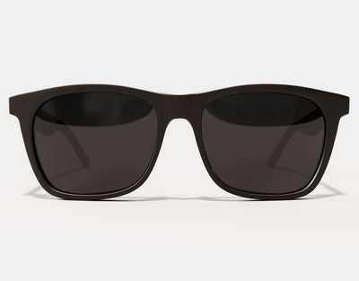 Front view of Classic 165mm XXL large head sunglasses in Black Matt Blackout – fully blacked-out style with UV protection.