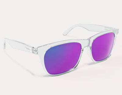 Side angle of Classic 165mm XXL sunglasses for wide faces in Clear – lightweight fit with high-contrast lens tone.