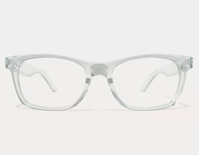 Front view of The Gent XXL oversized prescription frames in Clear, designed for wide faces with an ultra-lightweight, modern design.