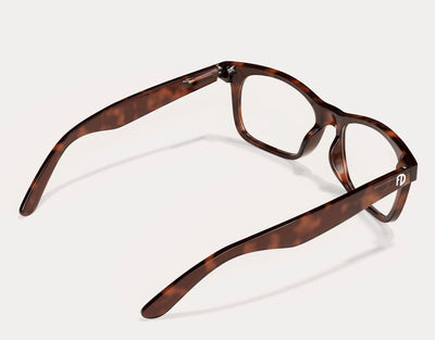 Rear view of The Gent XXL eyeglasses for wide faces in Tortoise, highlighting the flexible frame for added comfort