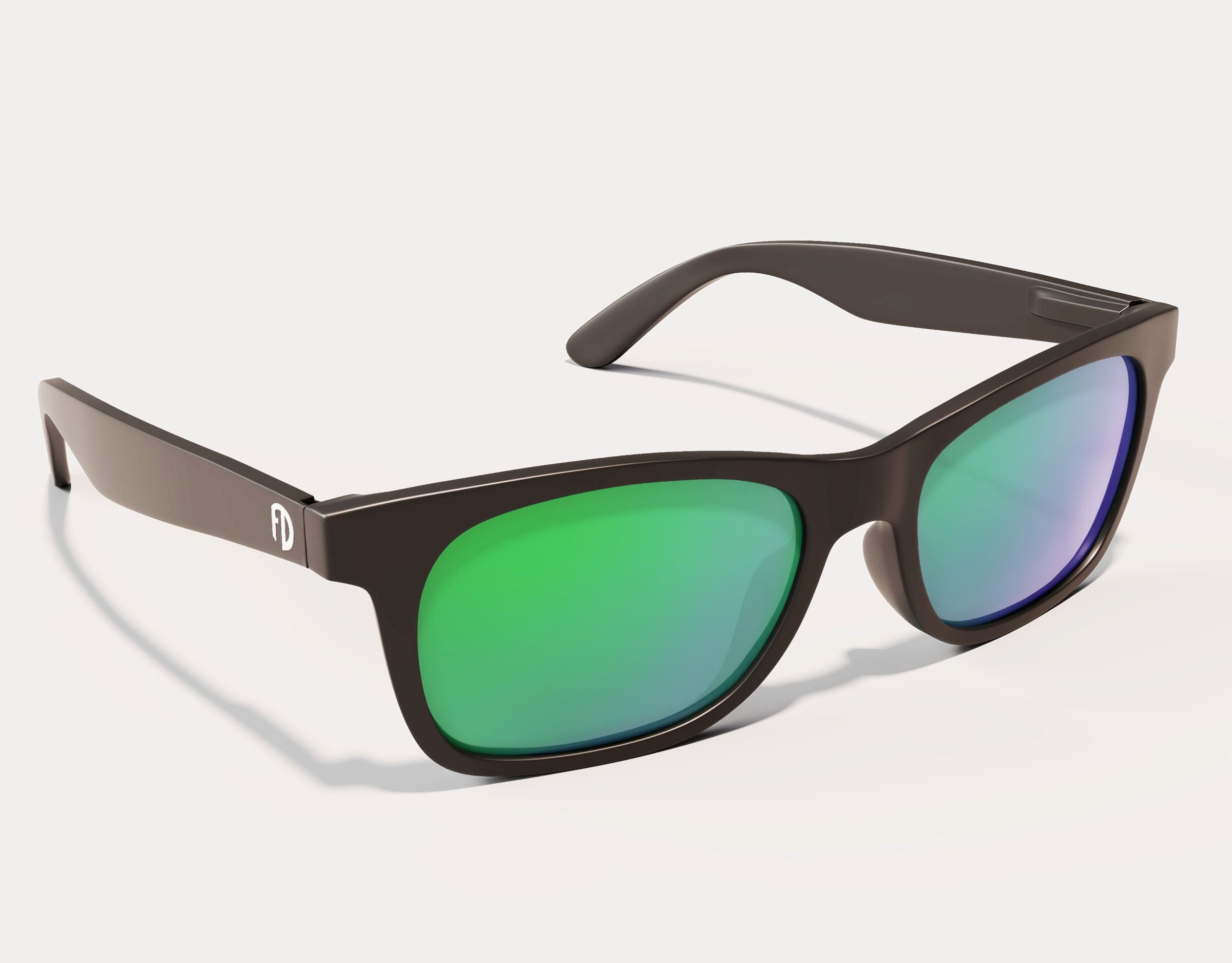 Side view of The Gent 165mm XXL sunglasses for wide faces in Black with green lenses – polarised, over-sized, and built for wide heads.