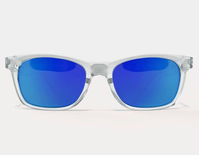 Front view of The Gent 165mm XXL extra wide sunglasses in Clear – icy lens contrast and wide fit for broad faces.