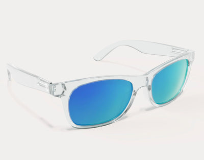 Side view of The Gent 165mm XXL men’s wide sunglasses in Clear – bold lens tones and transparent oversized frame.