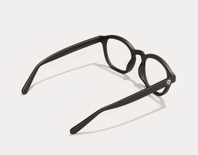 Rear view of The Scholar 165mm XXL large eyeglass frames in Black, highlighting the extra-wide arms for a secure fit on large faces.